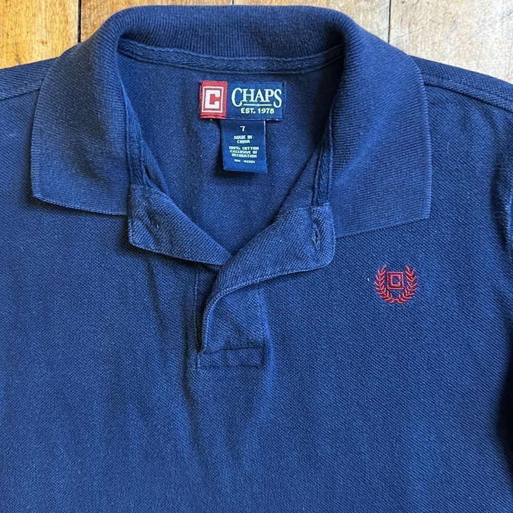 Chaps Polo Shirt Blue short sleeve shirt Cotton Preppy Spring - Picture 2 of 5